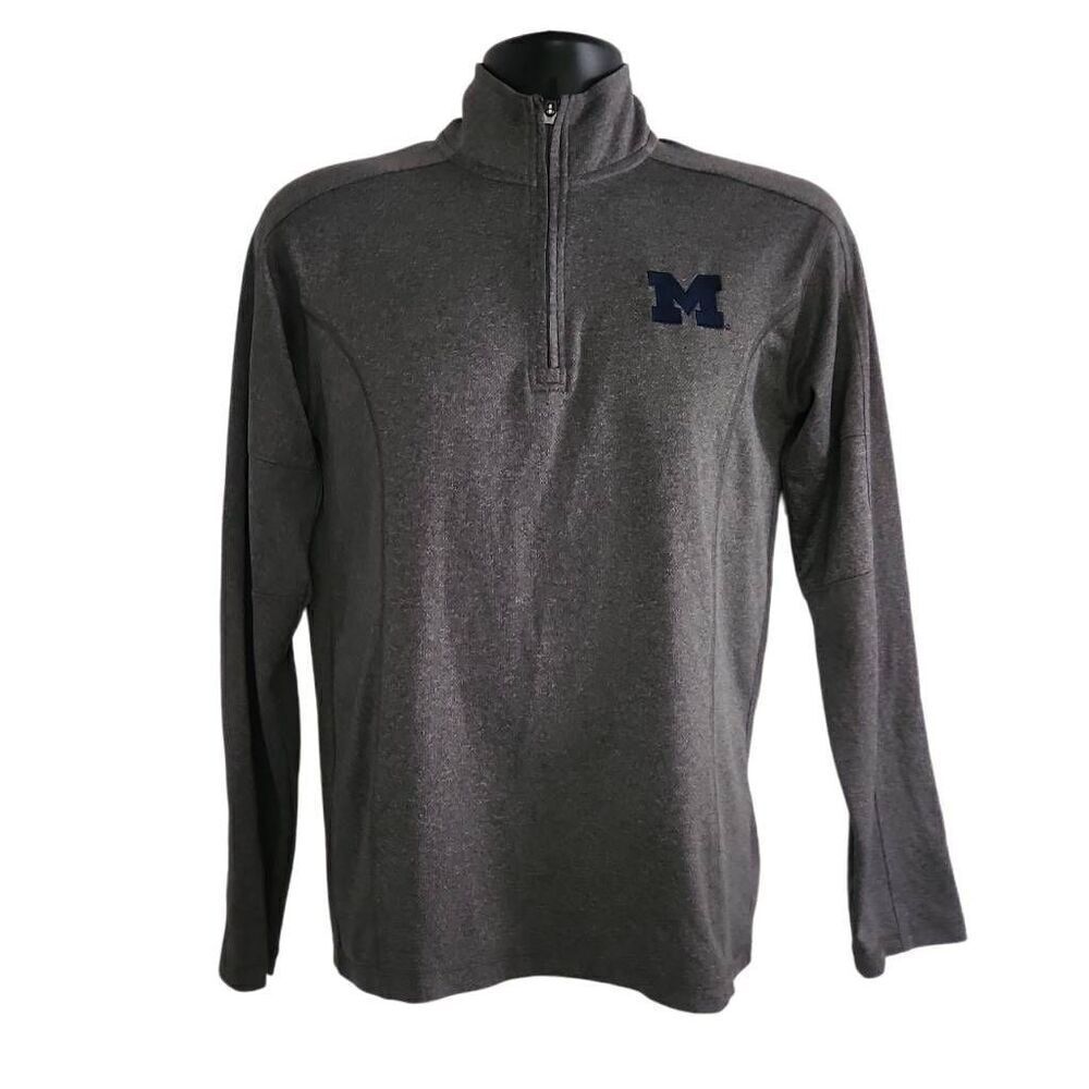 Michigan Wolverines Men's Size Small Gray Blue 1/4 Zip Long Sleeve Pullover